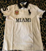 Miami white high-quality cotton embroidered polo shirt - Image 2