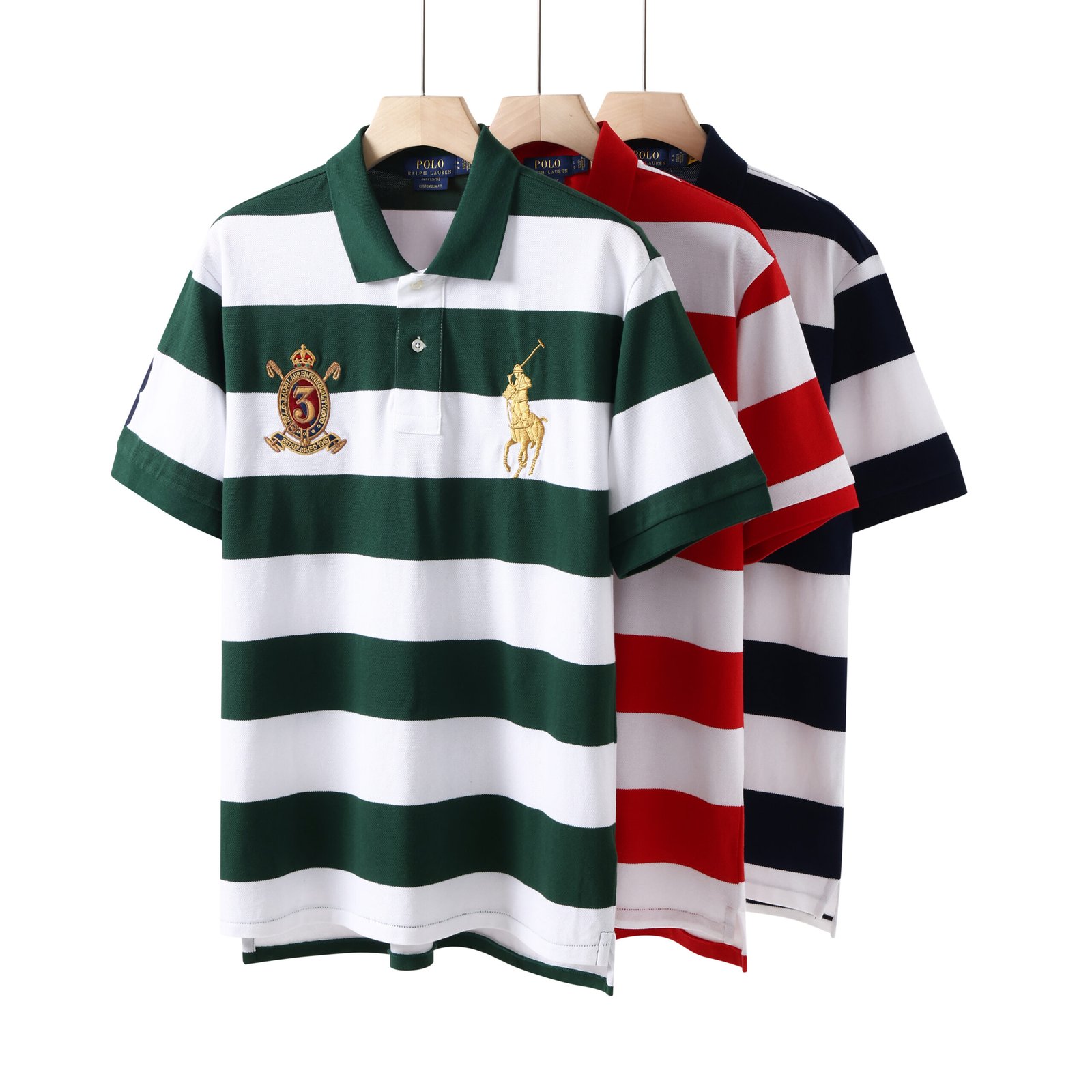 2 Summer high-quality striped Ralph Lauren Polo shirt made of combed cotton - Image 1