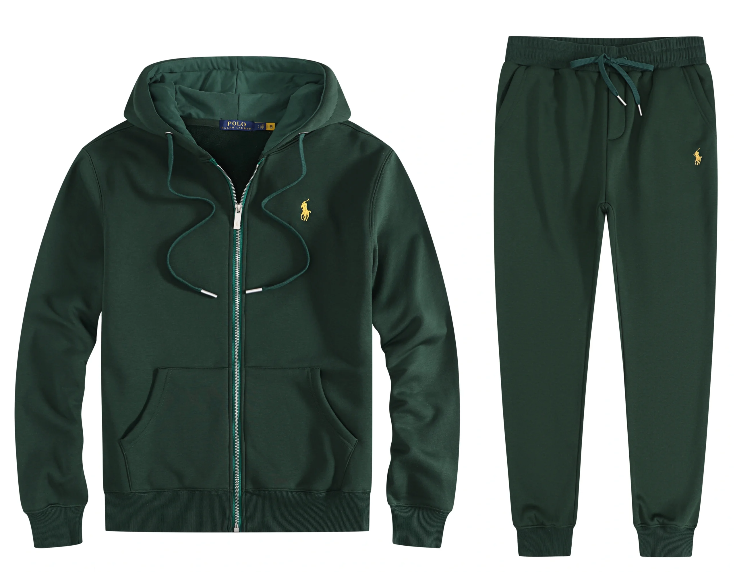 52669b30_副本 RL - Dark Green Yellow Horse Logo Men's Set Fashion Embroidery Sportswear - Image 1