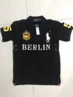 Berlin city style black high-quality cotton embroidered polo shirt - Image 2